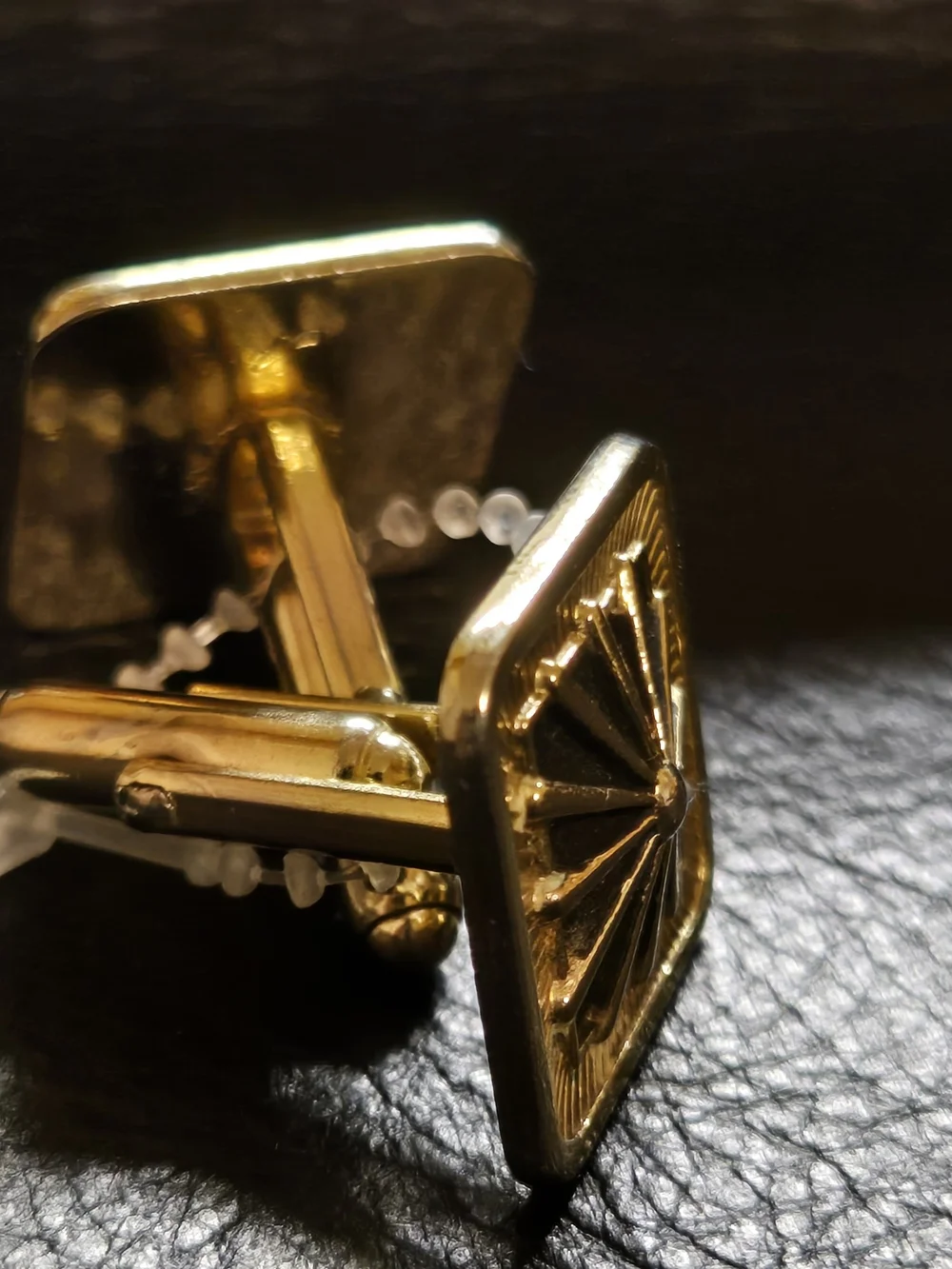 Cuff Links VINTAGE Gold Tone and Enamel Square Makers Mark 